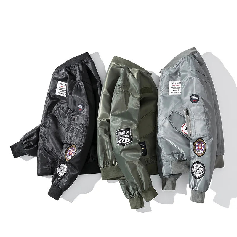 Mens Thick Bomber Jackets Winter Warm Pilot Coats Autumn Fashion Outwear Mens Embroidery Jacket Casual Zipper coats for men