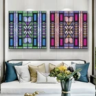 Абстрактная розовая и синяя Любовь Сердце Геометрическая Картина на холсте картины постеры и принты Куадрос для гостиной украшение для дома