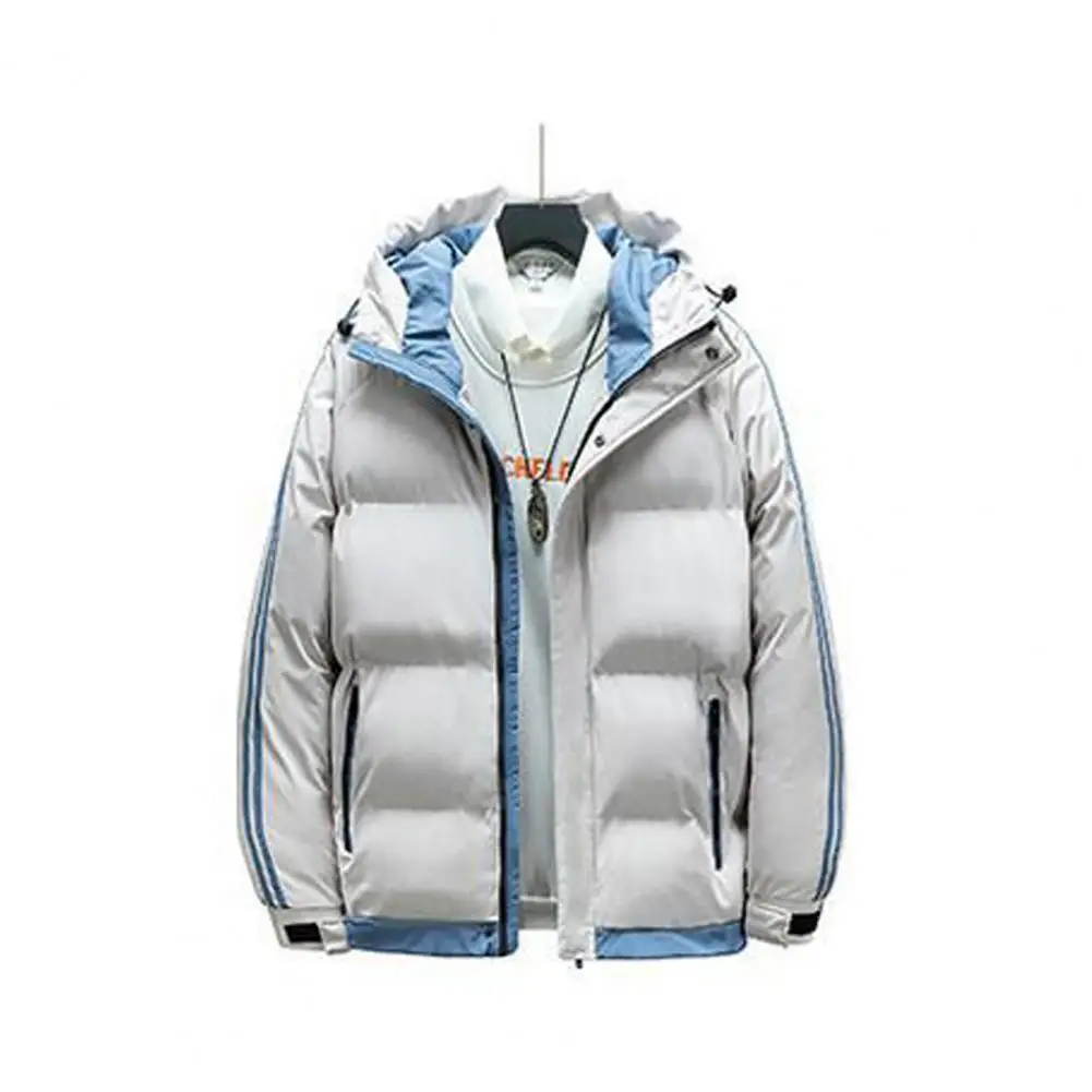 Stylish Men Coat Pockets Loose Moisture Absorption Fluffy Filling Coat  Autumn Winter Male Jacket for Daily Wear