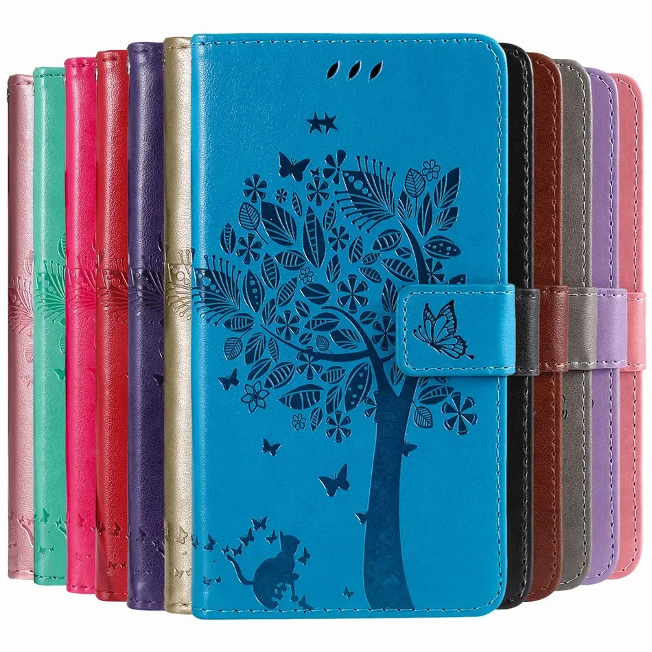 Wallet Case For Xiaomi Mi Poco X5 M4 12T 11T 10T Redmi K60 Pro A1 Plus 11A 12C 10A 10C 10X 9C 5G Cat Tree Protect Cover D06F