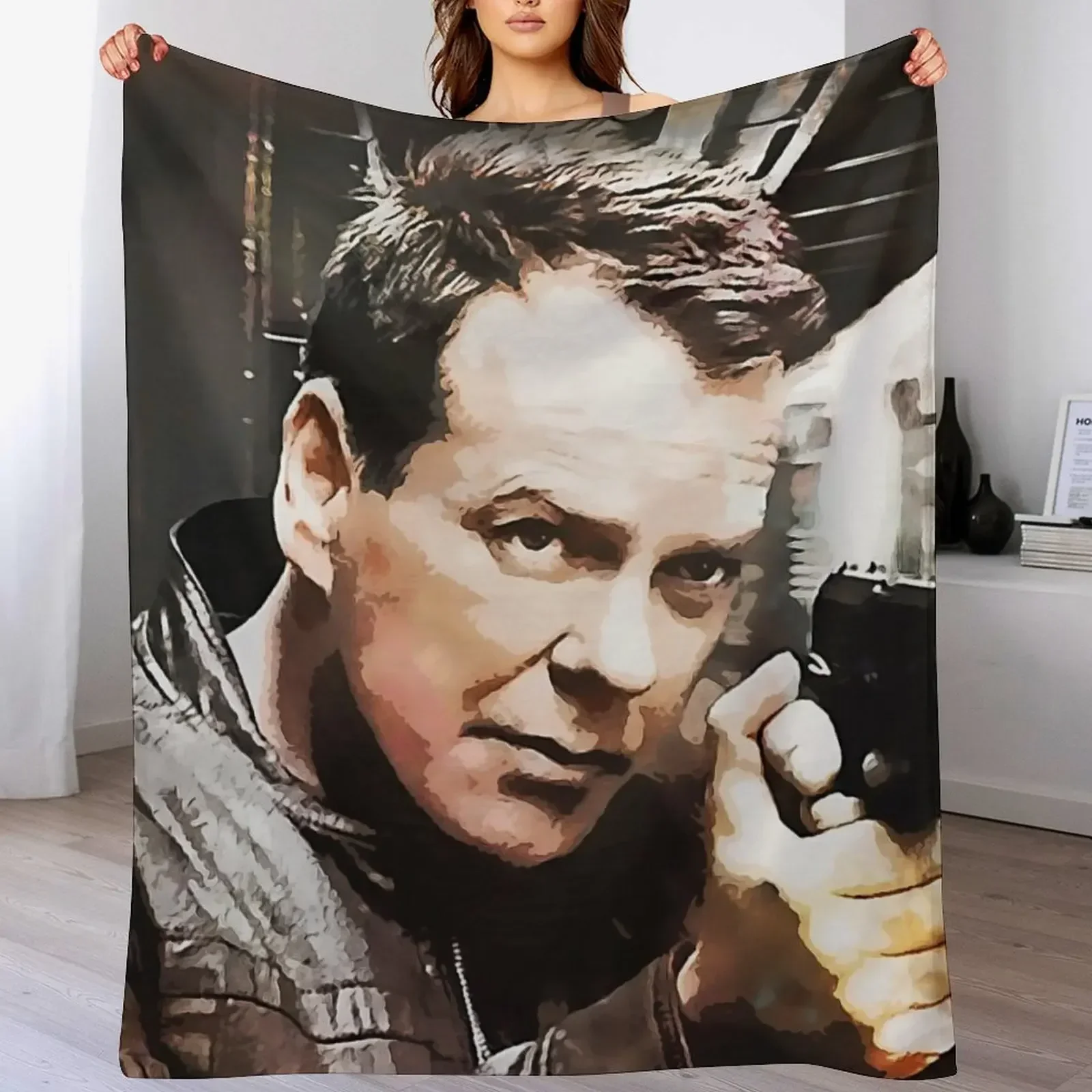 Одеяло с портретом Джека Бауэра волосатое милое клетчатое очень большое одеяло