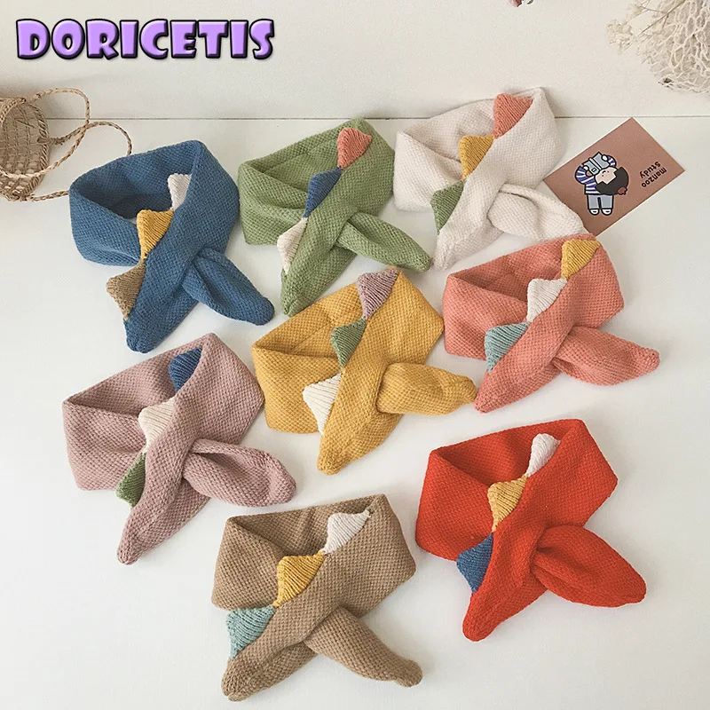 

Newborn Scarf Cute Cartoon Dinosaur Tail Shape Solid Color Knitting Cotton Scarf Baby Winter Outdoor Keep Warm Windproof Scarf