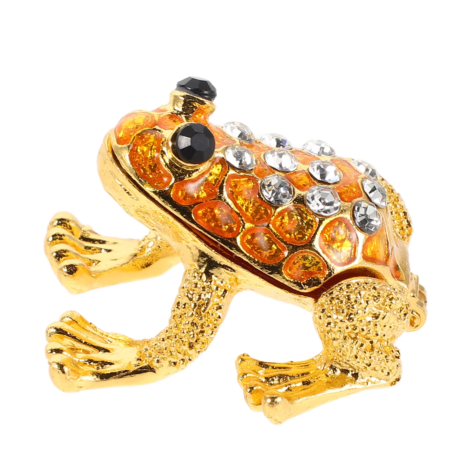 

Металлическая шкатулка для украшений в форме лягушки оранжевого цвета