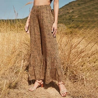 2021 spring and summer new casual fashion leopard print wide leg pants high street bell bottom trousers all match women clothing