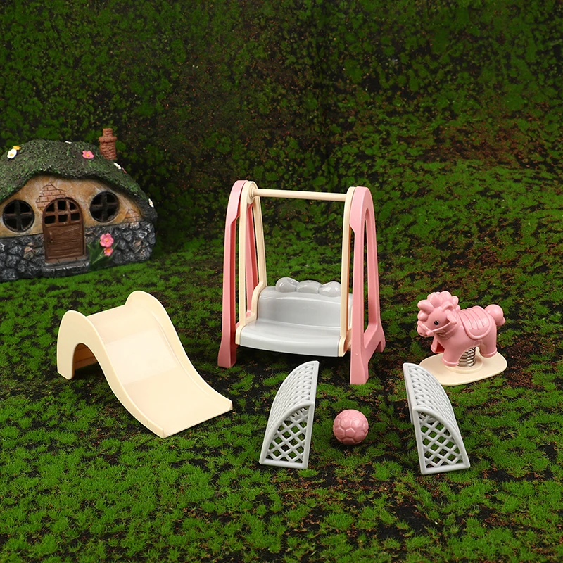 

1:12 Dollhouse Simulation Slide Trojan Horse Football Field Swing Dollhouse Miniature Furniture Swing Chair Hammock Doll House