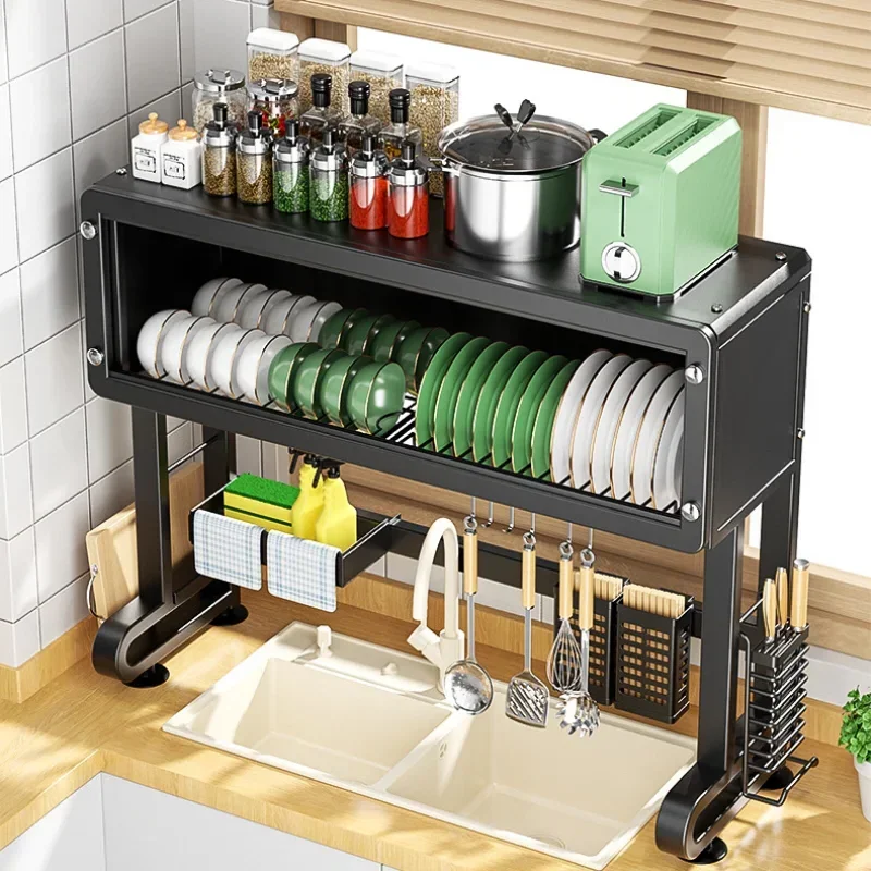 Компактная полка для кухонной раковины с несколькими отделениями и защитой от