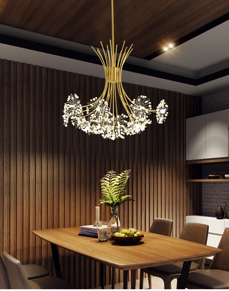 

Modern LED tree branch chandelier lighting Nordic restaurant dandelion chandelier fixtures dining room crystal hanging lights