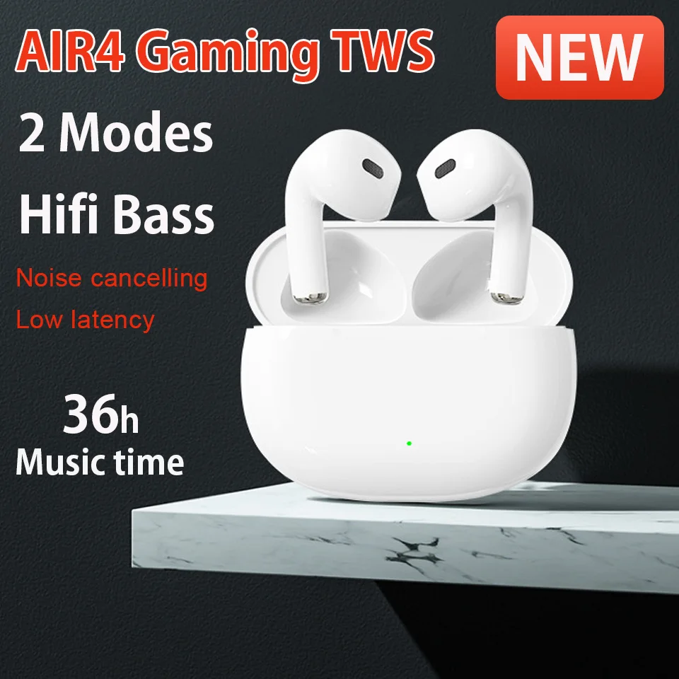 

NEW Air2 Air4 Pro 4 3 TWS Earphone Noise cancelling Sports Run Earbuds Low latency Gaming Gamer Headphone HD Microphone 36H Life