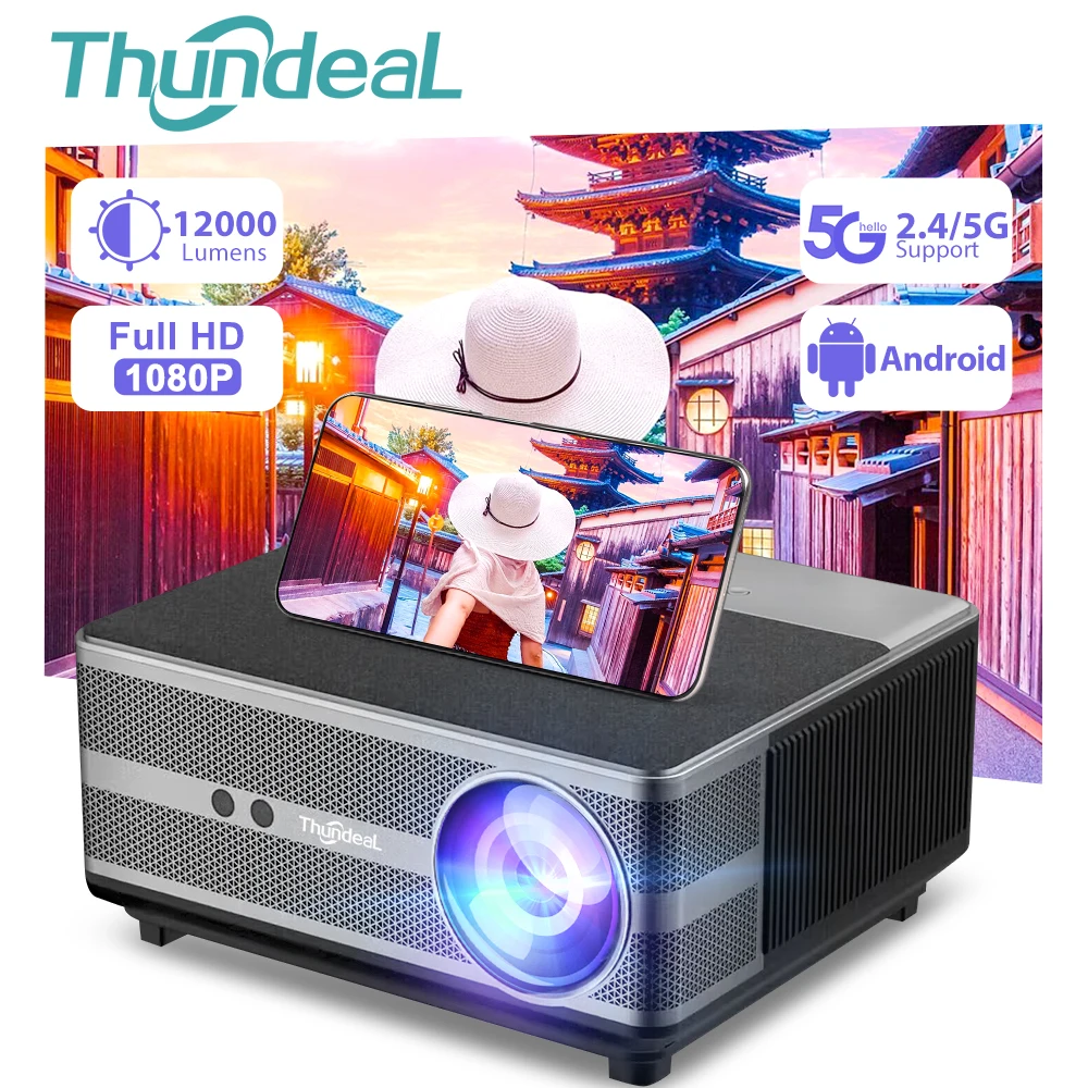 

ThundeaL Full HD 1080P Projector TD98 WiFi LED 2K 4K Video Movie Smart TD98W Android Projector PK DLP Home Theater Cinema Beamer
