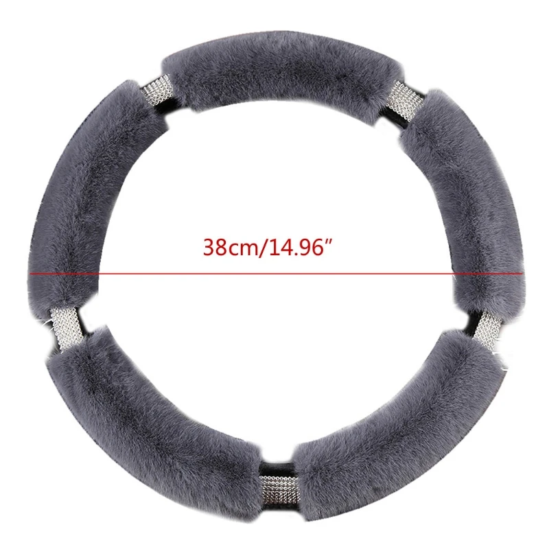 Fur Steering Wheel Cover Auto Plush Warm Fluffy Fuzzy Accessories for Women Girl images - 6