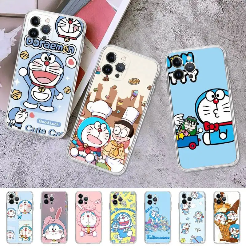 

Anime Doraemon Phone Case For iPhone 8 7 6 6S Plus X SE 2020 XR XS 14 11 12 13 Mini Pro Max Mobile Case