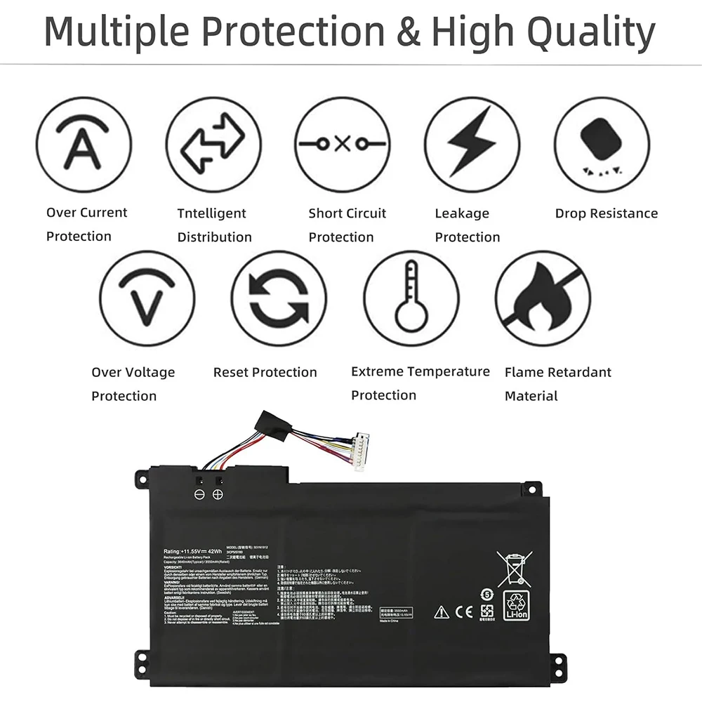 Фото B31N1912 C31N1912 Аккумулятор для ноутбука ASUS VivoBook 14-E410MA L410MA E410KA E510MA E510KA F414MA L510MA R522MA E410MA-EK026TS №4