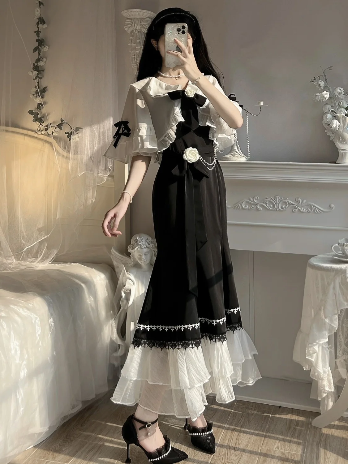 

Французское винтажное платье WDMSNA, женское кружевное платье в Корейском стиле, женское платье на бретелях, весна 2023, милое платье миди в стиле "Лолита"