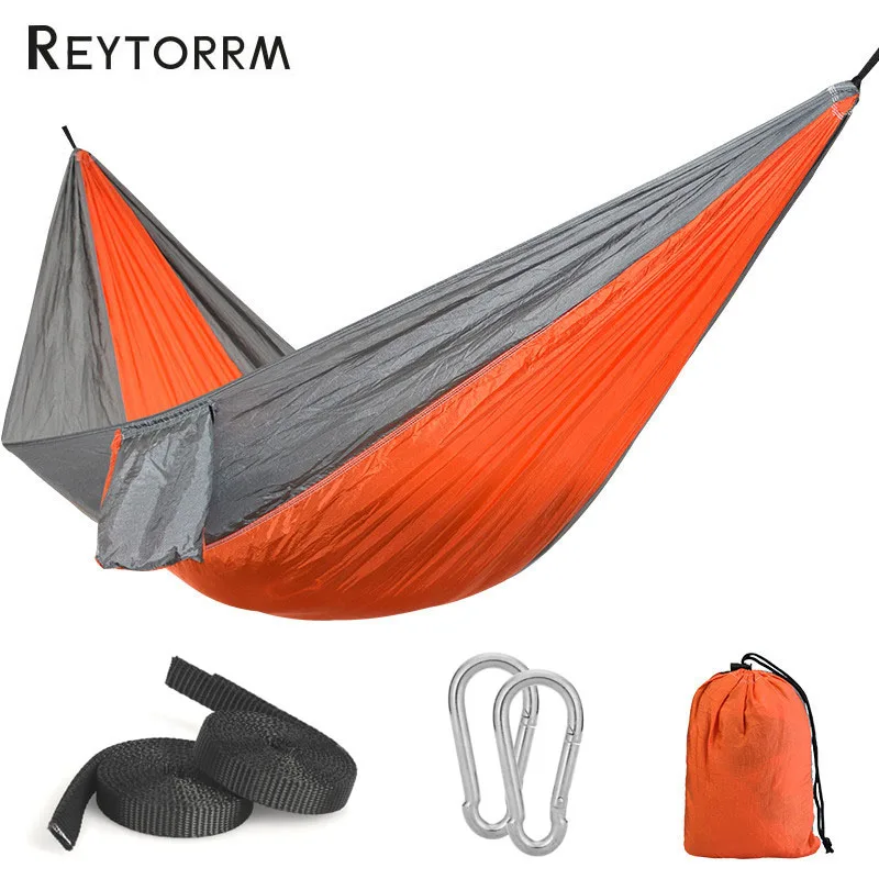 Outdoor Camping Survival Hammock 260*140cm Portable Durable Ultralight Nylon Parachute Hammock For 1-2 Person Hanging bed Travel garden furniture	