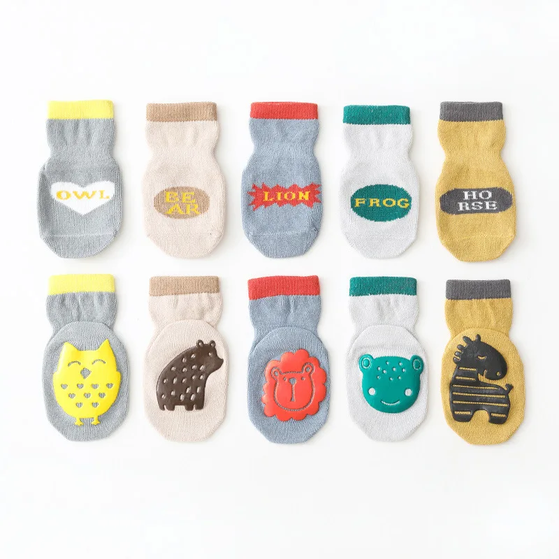 Cotton Baby Boys Girls Socks Rubber Slip-resistant Floor Socks Cartoon Animal Infant Kids Socks Spring Autumn Trampoline Shoes