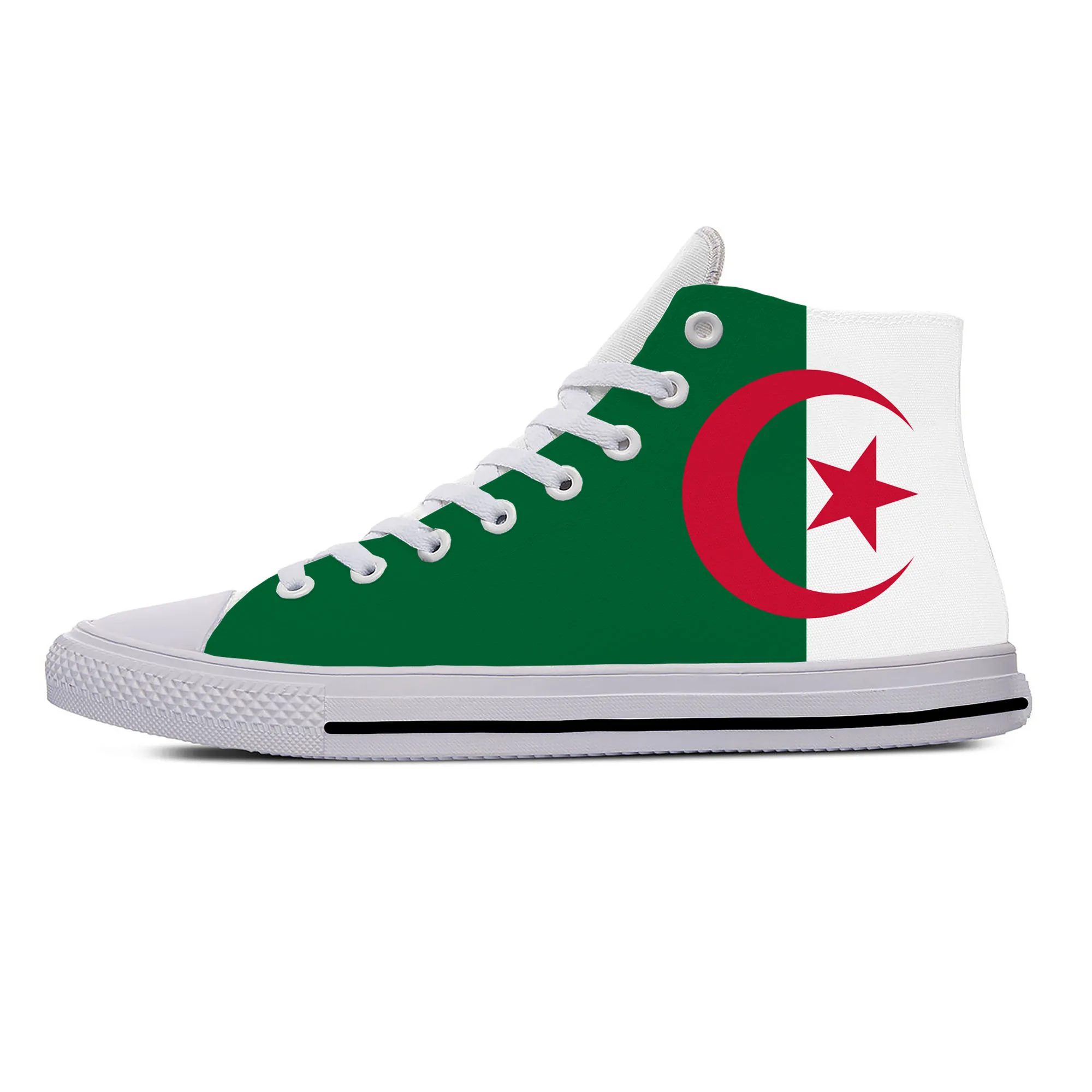 

Hot Algeria Algerian Flag Patriotic Funny Casual Shoes High Top Lightweight Board Shoes Breathable Men Women Summer Sneakers