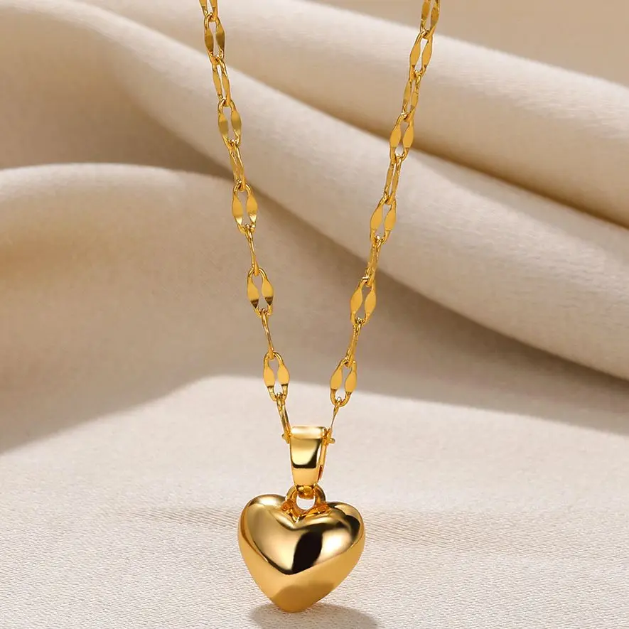 Ожерелье с подвеской в виде сердца из нержавеющей стали для женщин, цепочка золотого цвета в форме губ, аксессуары для влюбленных, ожерелья, модные ювелирные изделия, оптовая продажа