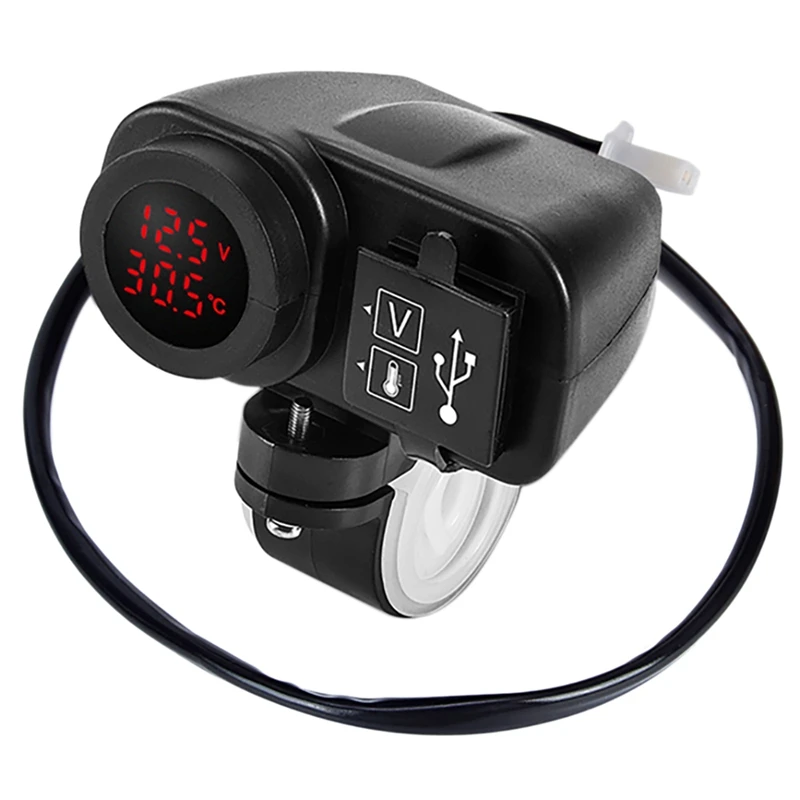 

4,2 а автомобильное зарядное устройство для мотоцикла с двумя USB-портами, красный светодиодный экран с индикатором температуры и напряжения, ...