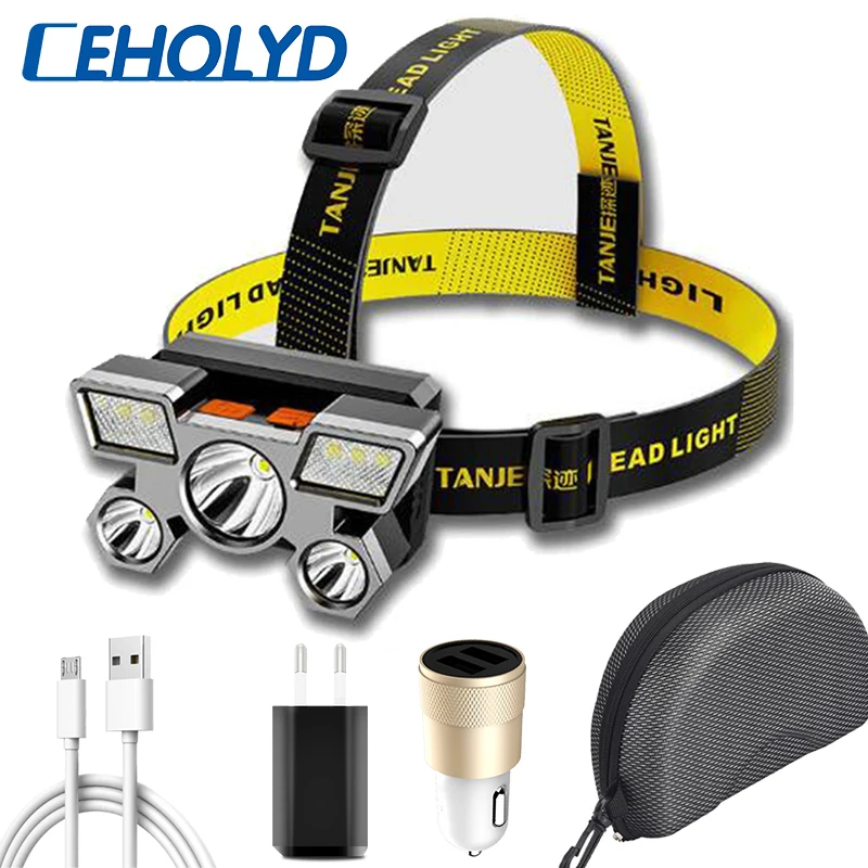 

Ceholyd LED Headlamp Built-in Battery High Power USB Rechargeable Portable Flashlight Lantern Outdoor Camping Fishing Headlight