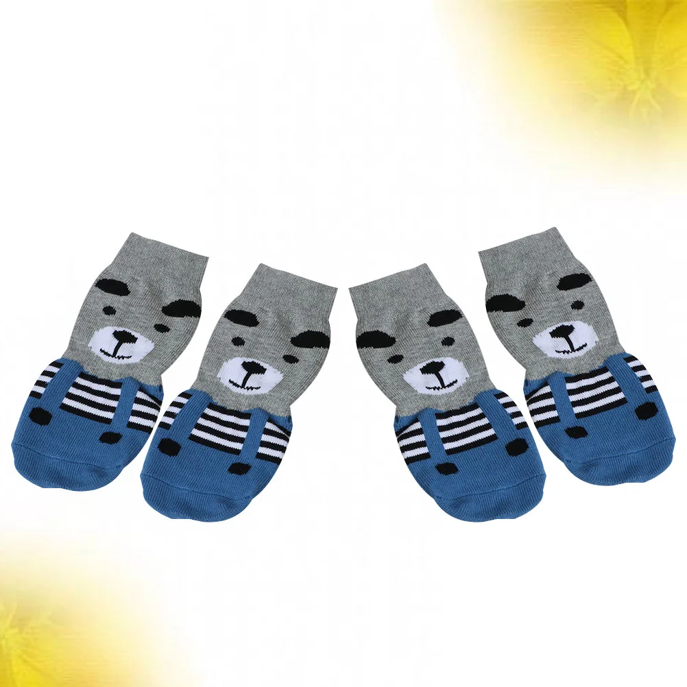 

4pcs Pet Dog Socks Non-slip Socks Anti-Scratch Breathable Socks Warm Knitted Socks for Dogs Puppy (Size 3XL Gray- Slippers