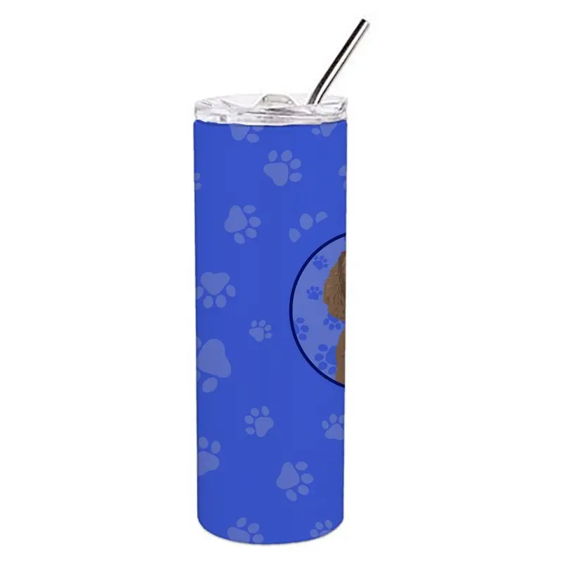 

Glittery Blue Stainless Steel 20 oz Skinny Tumbler - Doodle Chocolate #2 - Holds up to 20 Ounces of Your Favorite Drink - Reusab