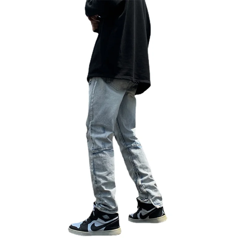 Jeans Men 2021 New Gangfenggao Street Hole Loose Straight Tube Tide Brand Trend Locomotive Cool Men's Long Pants