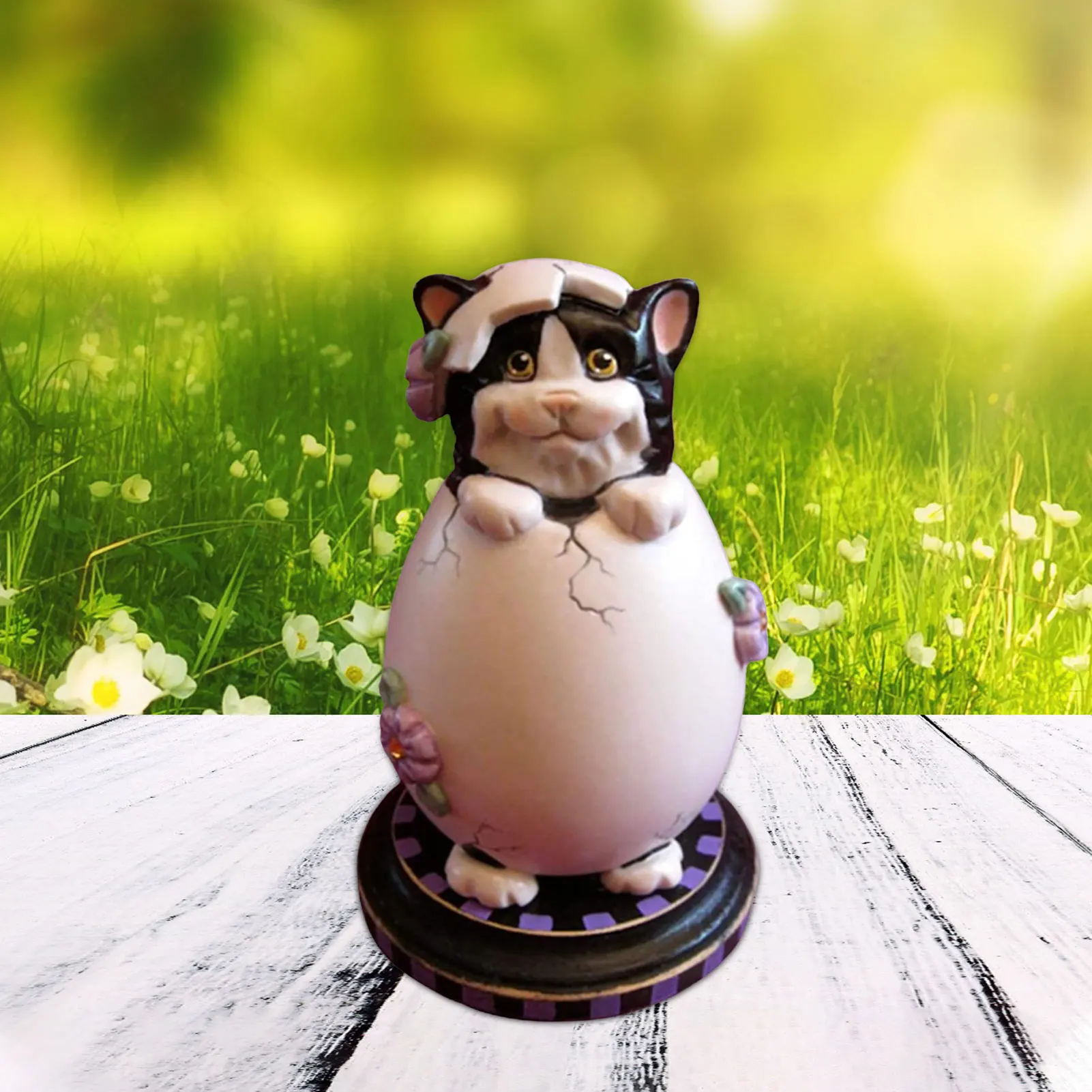 

Cat Figurine Toy Lovely Miniature Cats Animals Figurine Painted Kitten Landscape Statue Ornament Easter Egg Cats Figure Toys For