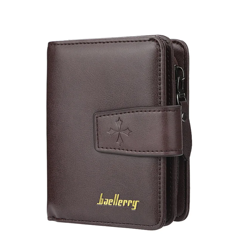 

Men's Wallets Short Zipper Buckle Coin Purse Multi-card Vertical Card Holder PU Leather Vintage Coin Clip Men's Business Wallet