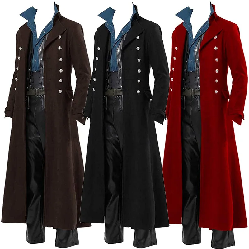 

Medieval Steam Punk Vintage Gothic Coat Windbreaker Coat Victorian Uniform Medium Length