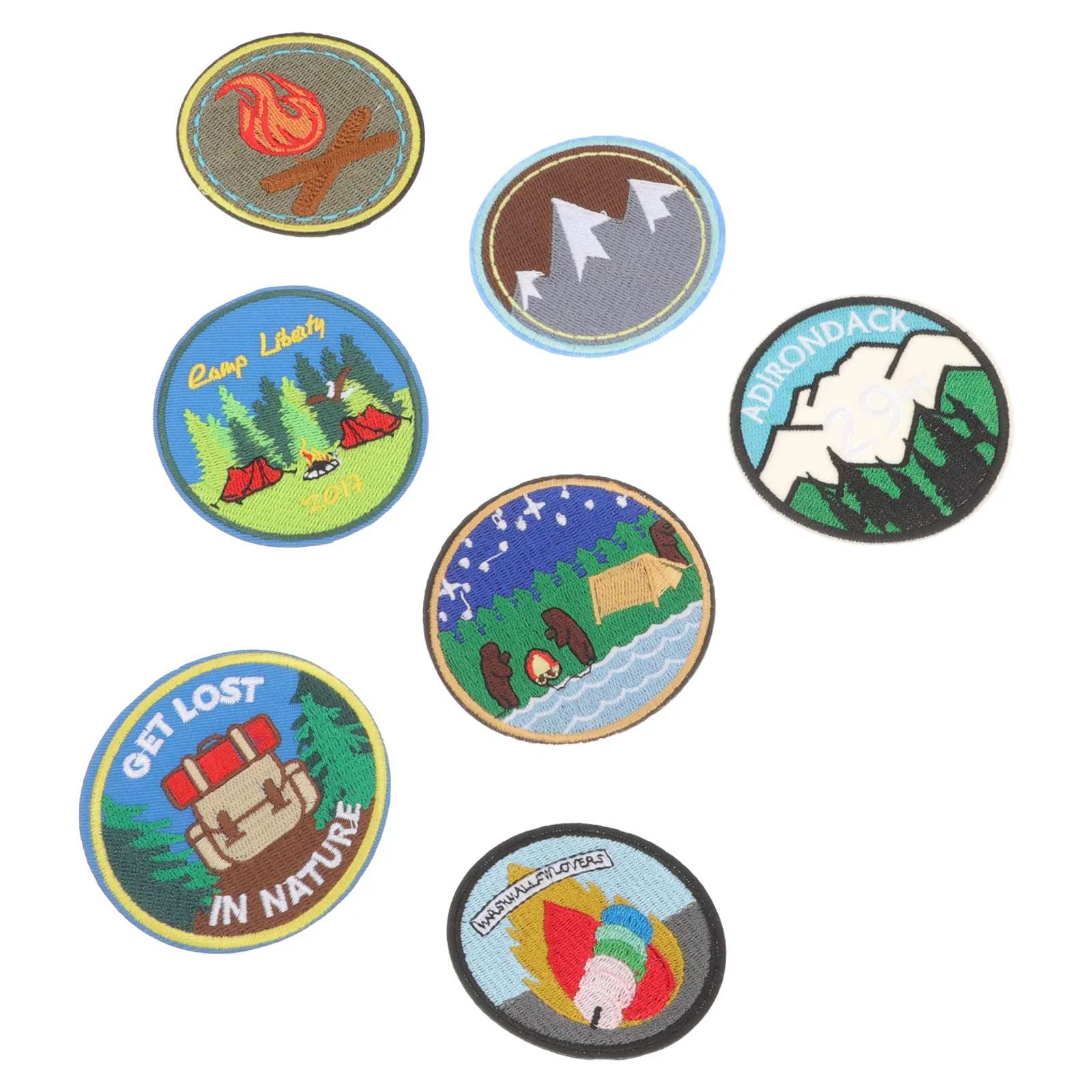 

7 Pcs Embroidery Patches Dress Applique Natural Clothes DIY Decor Cartoon Yarn Pattern Clothing accessories