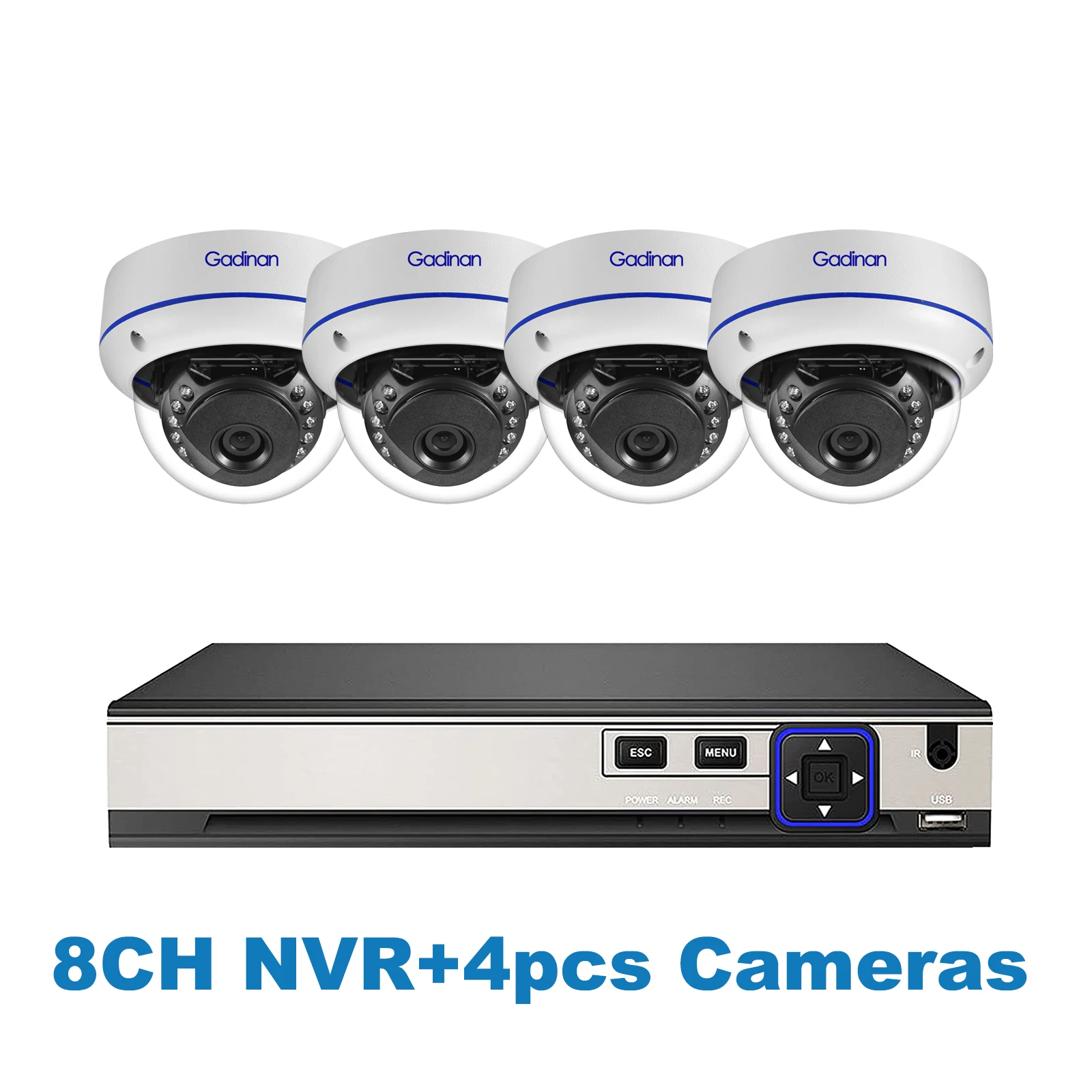 

Комплект видеонаблюдения Gadinan 4K 8MP POE для дома и улицы 4/8 каналов