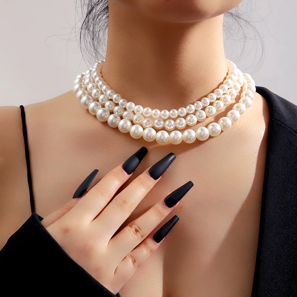 

Dincior Elegant Retro Pearl Necklace Pendant for Women Choker Party Accessories