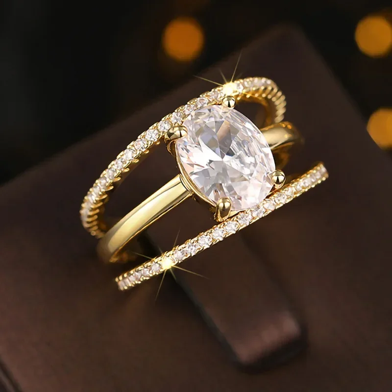 2024 Новое высококачественное кольцо с четырьмя когтями инкрустированное тремя