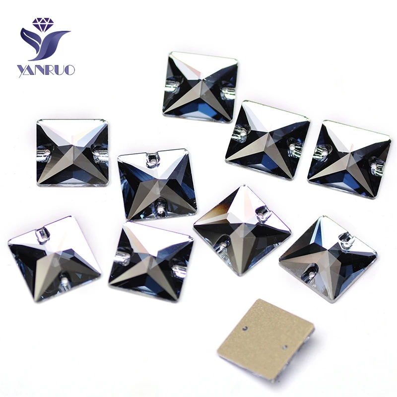 

YANRUO 3240 All Sizes Lt.Sapphire Square Flatback Rhinestone Sew On Crystal Strass Stones For Clothes Decoration