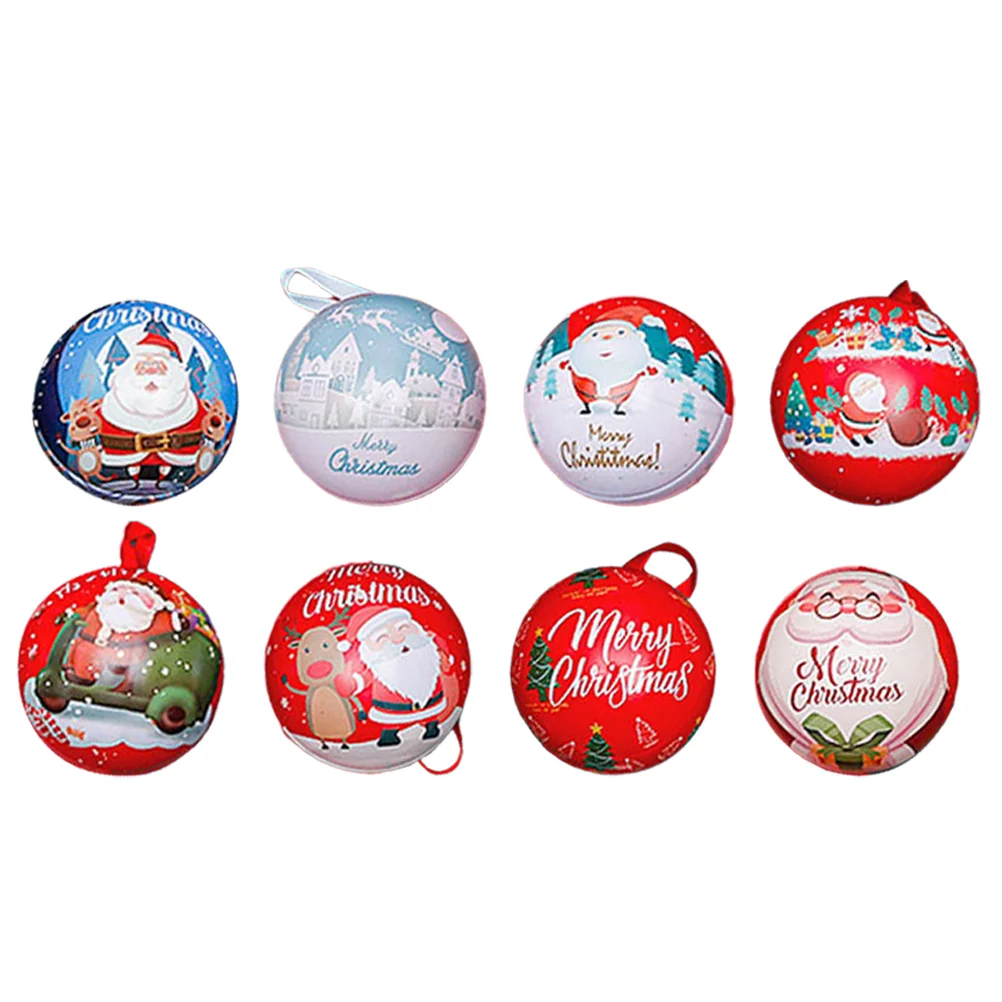 

8 Pcs Christmas Present Xmas Tree Decorations Spherical Unique Candy Bin Jars Case Plastic Gift Elder Hanging Pendants