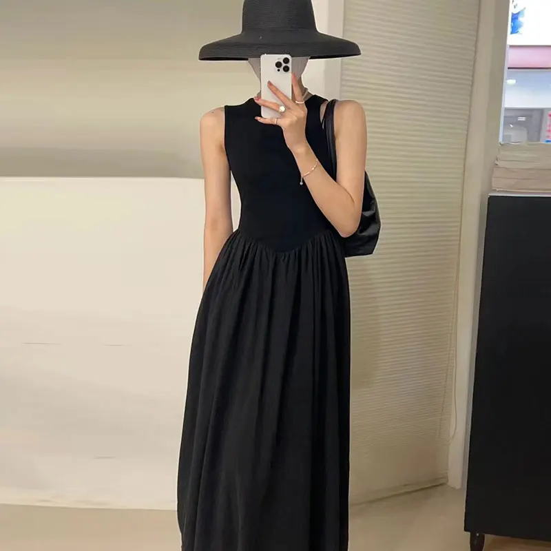 Длинное платье WDMSNA без рукавов длинное летнее элегантное в Корейском стиле для