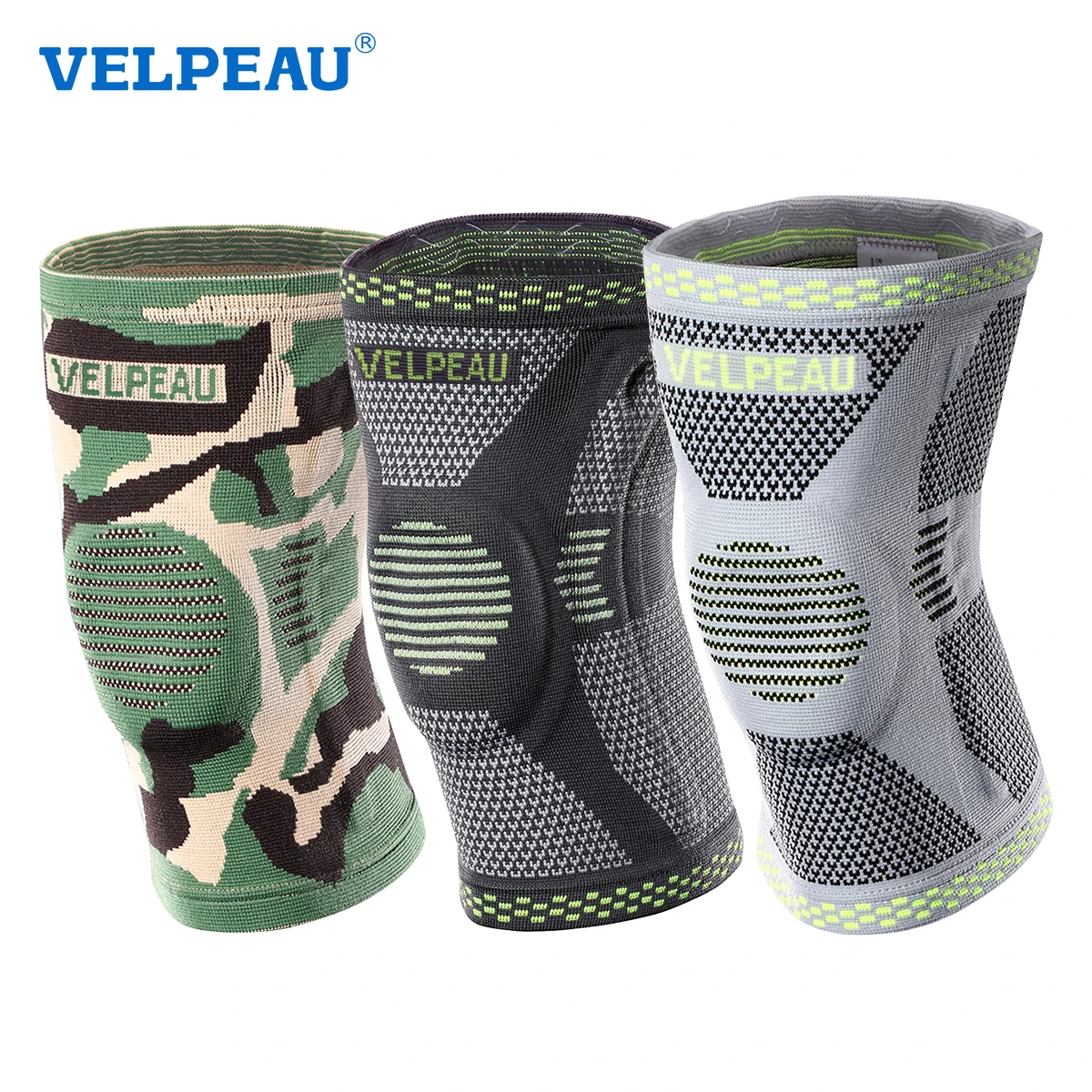 VELPEAU 2PCS Knee Pads Brace for Arthritis Knee Support for Running Cycling Basketball Weightlifting Gym Sport Sleeves Elastic