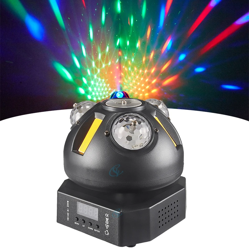 60 Вт Мини-светодиодный DMX Magic Ball Disco Вращающиеся движущиеся головные фонари RG Laser