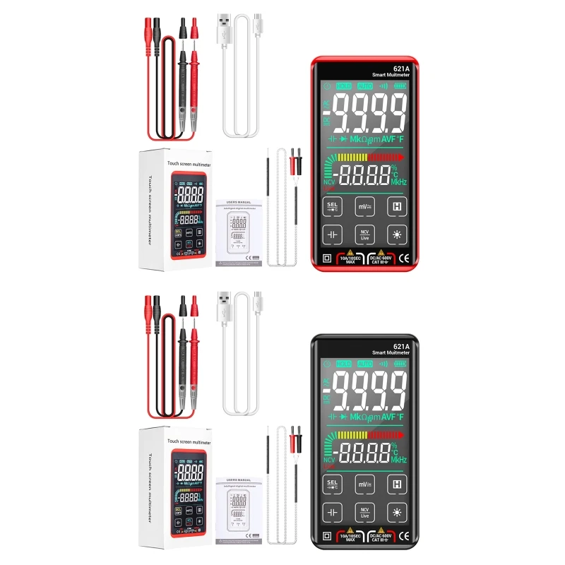 

Touch Screen Digital Multimeter 9999 Counts Auto Range Multimeter Voltmeter/Ohmmeter/Capacitance Meter NCV for Home M89B