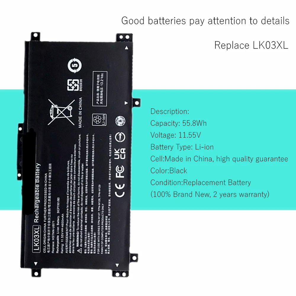 Фото LK03XL Аккумулятор для ноутбука HP Envy x360 15z Series HSTNN-LB7U HSTNN-UB7O HSTNN-UB7I HSTNN-IB8M HSTNN-LB8J TPN-W127 TPN-W128 №4