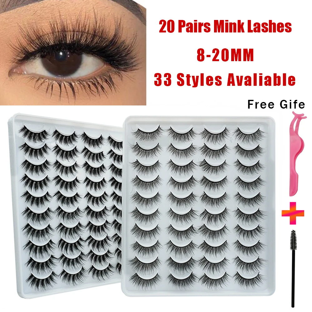 

Норковые ресницы, натуральные объемные ресницы, 8-20 мм, 20 пар