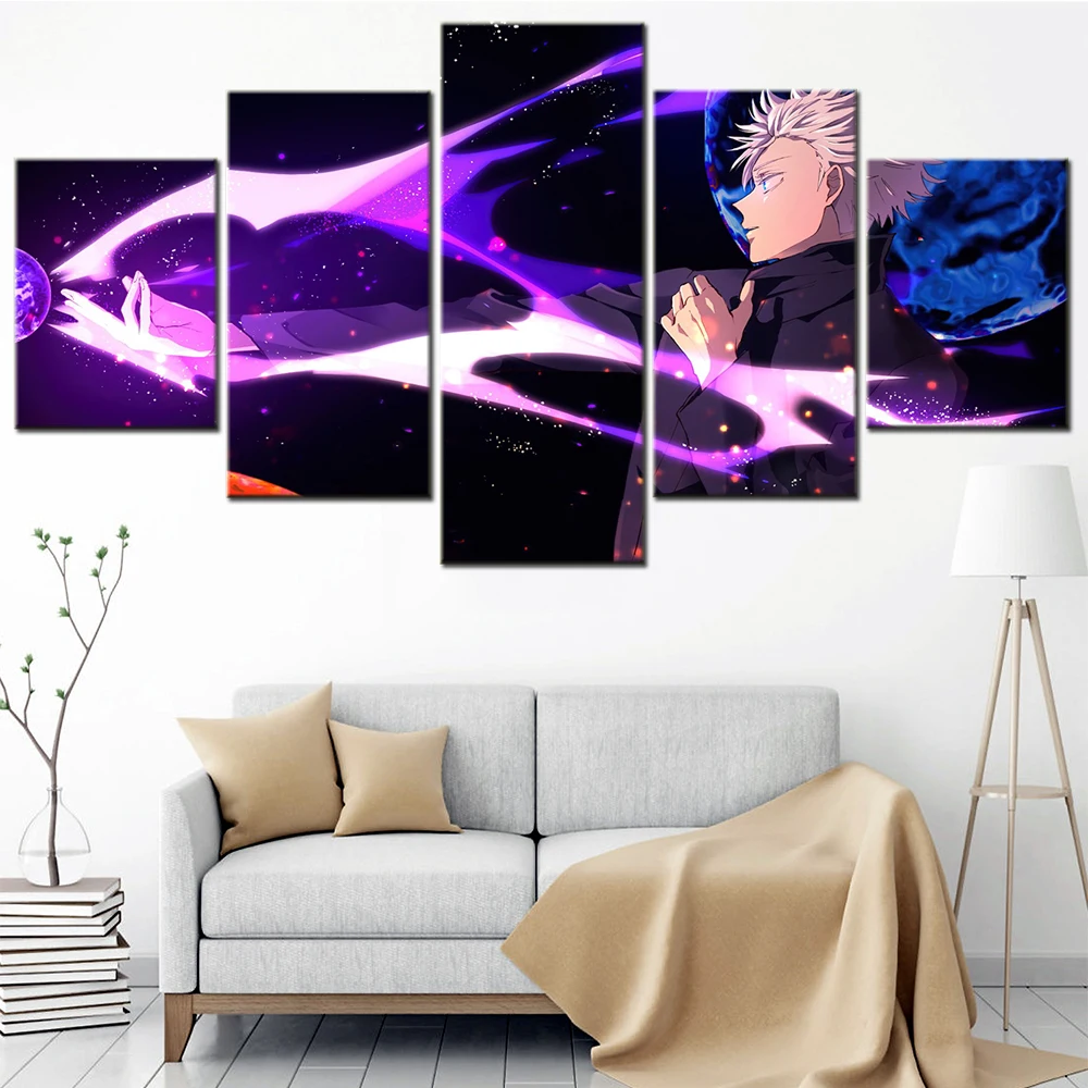 

Home Decor Canvas Wall Art Interior Poster 5 Pieces Japan Anime Jujutsu Kaisen Cartoon Living Room HD Picture Printing Paintings