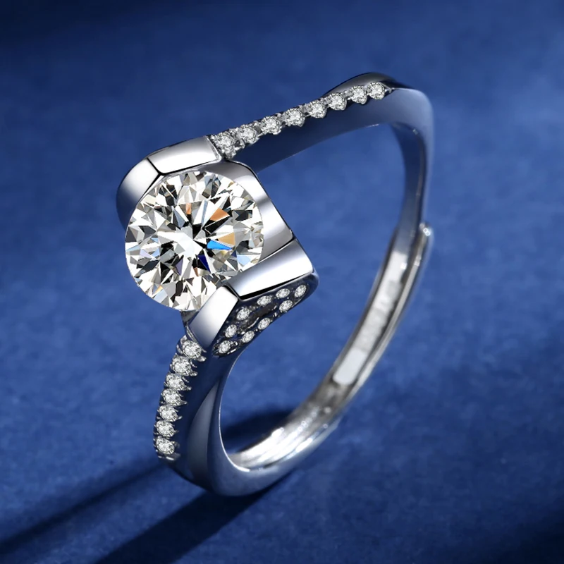 

925 Sterling Silver Rings For Women Micro-encrusted Angel's Kiss Moissanite open Rings ForWomen JewelryMaking Dorpshipping rings