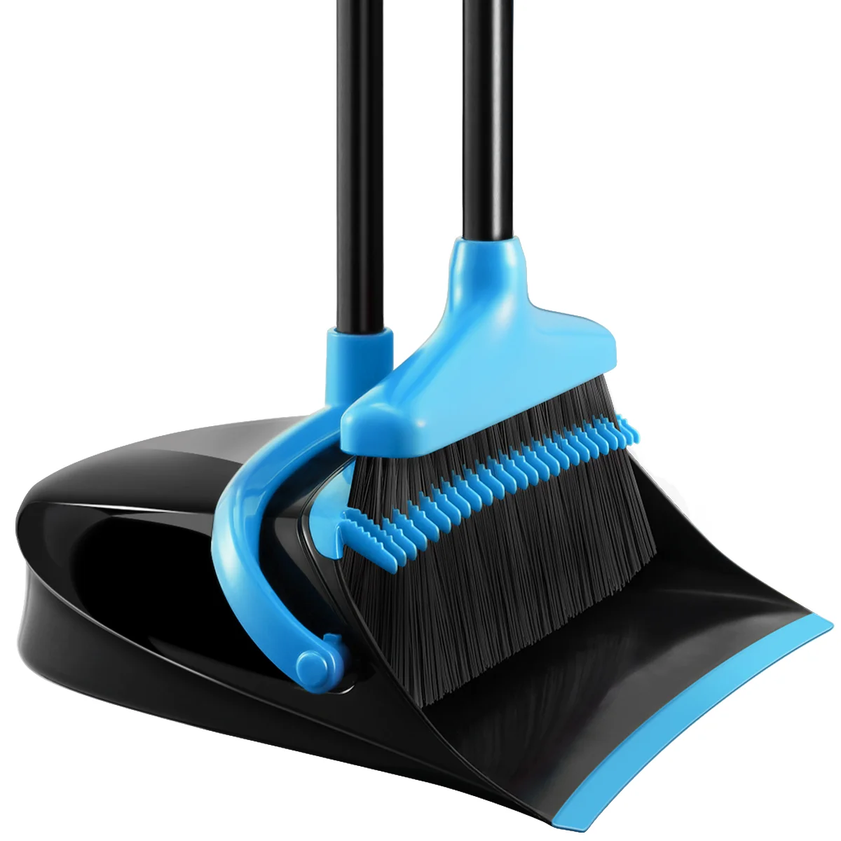 

Upgraded Broom and Dustpan Set Extendable Broomstick and Pan Combo for Home Kitchen Room Office Black and Blue