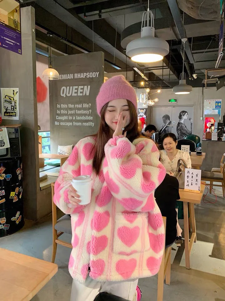 Зимние японские пальто корейская мода кавайные из овечьей шерсти Женская куртка