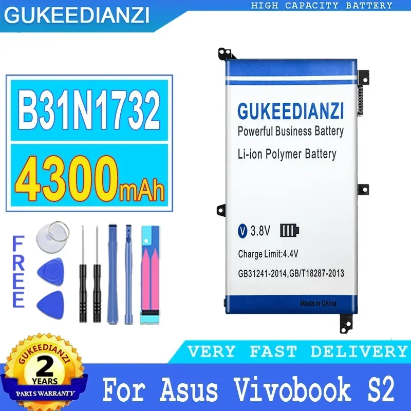 Аккумулятор GUKEEDIANZI 4300 мАч B31N1732 для Asus Vivobook Mars15 Mars 15 S4300F S14 S430 X430UA X430UF VX60G S2 S4300U Bateria