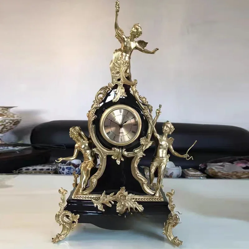 QUYANG Роскошный домашний декор антикварная скульптура слона настольные часы