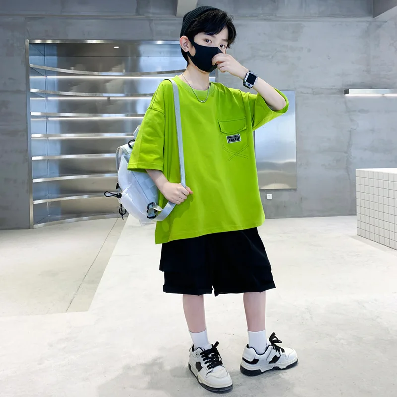 

Boys Clothes Sport Suit Casual Boys Clothing Sets 2023 Summer Solid Two Pieces Set Children Clothing Set Kids Tracksuit Clothes