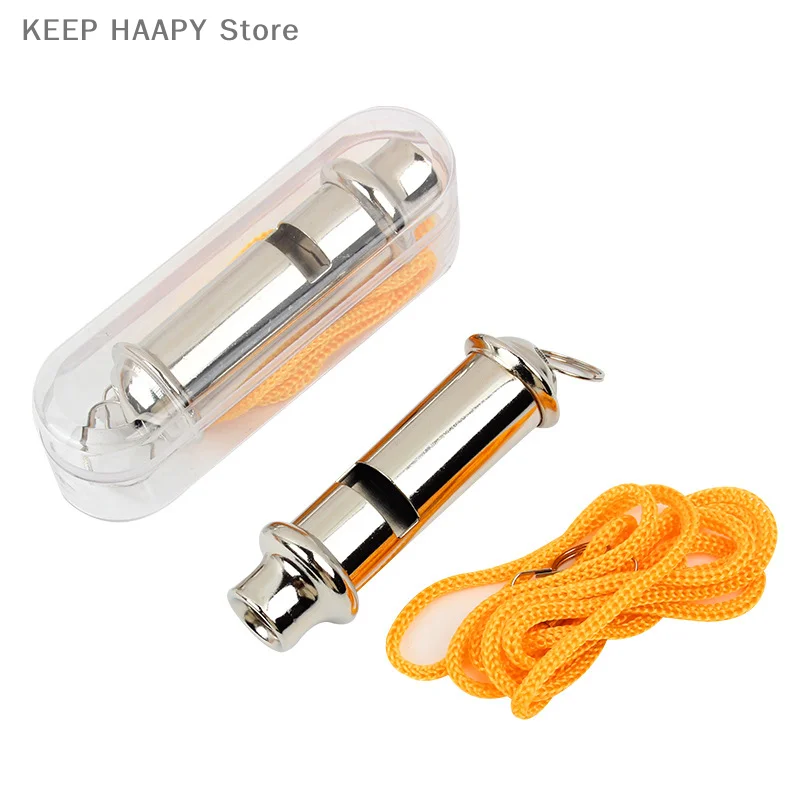 

Metal Referee Whistle With Lanyard Neck Rope Cord Emergency Security OutdoorTrainning Whistle 1PC