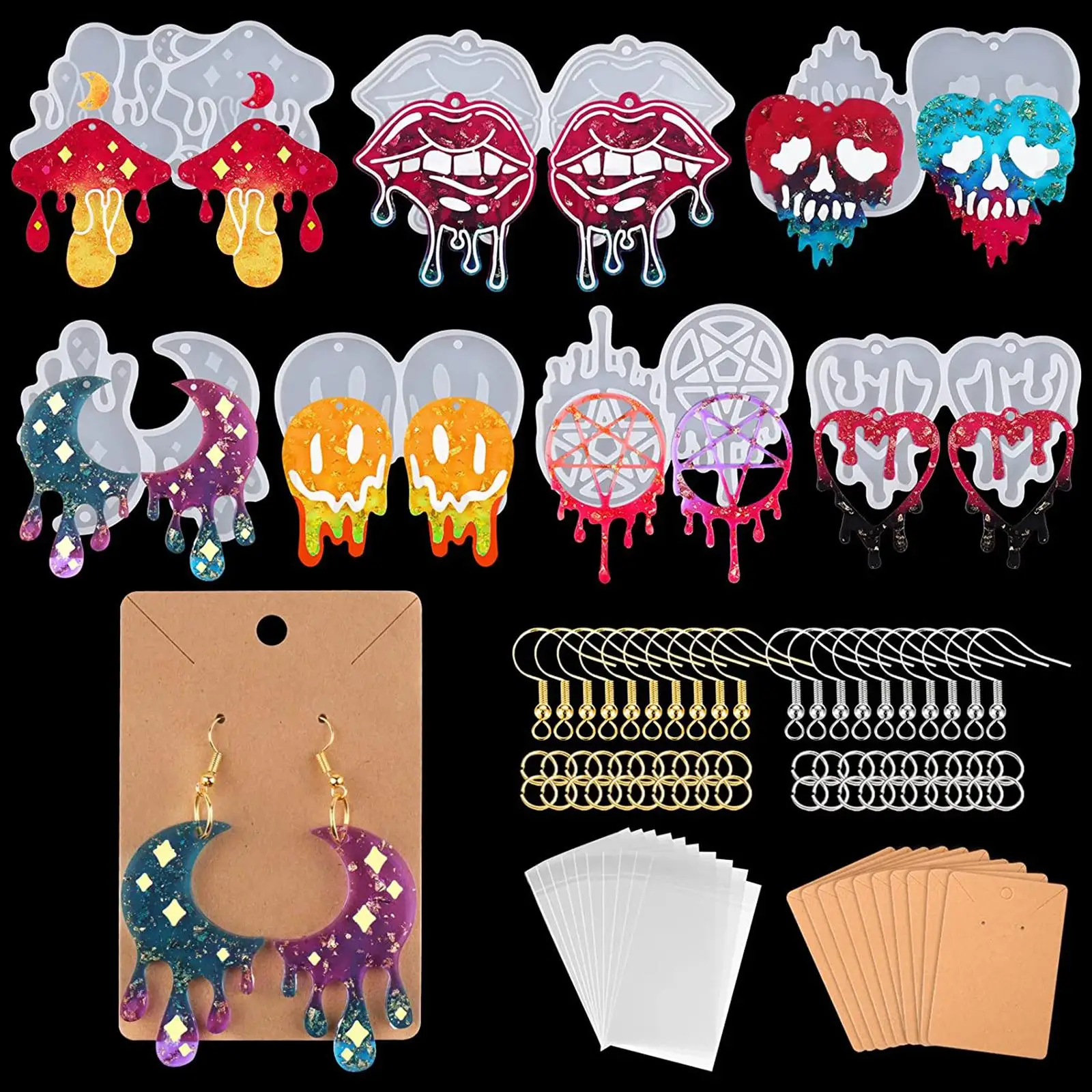 

Earring Resin , 117pcs Jewelry Resin Silicone Casting Drop Dangle Making with Earring Hooks, Jump Rings, Earring Backs for